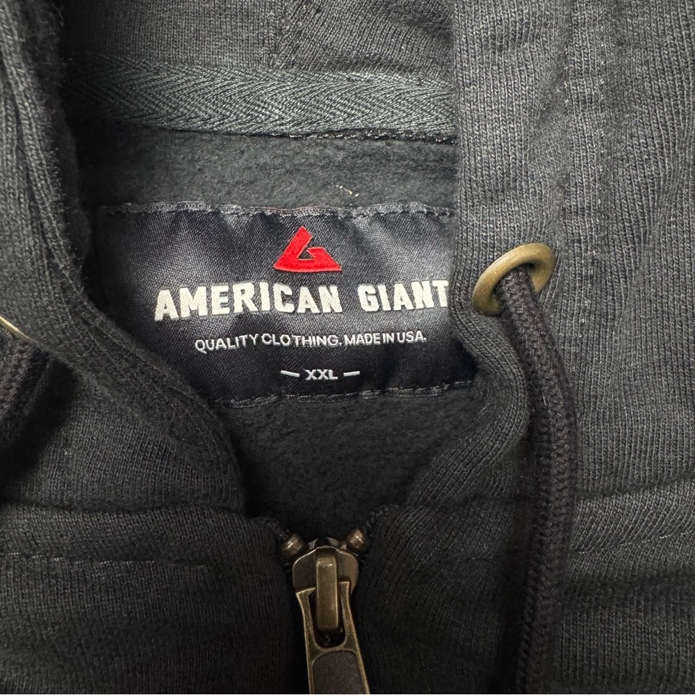 NEW American Giant Men’s Classic Full Zip Black Heavyweight Fleece Hoodie Jacket - Picture 8 of 9